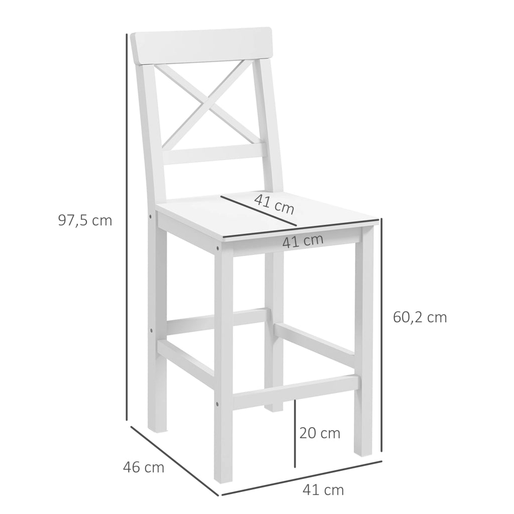 Sgabelli da bar in legno con poggiapiedi ¨C zephmum ¨C bianco 60 cm