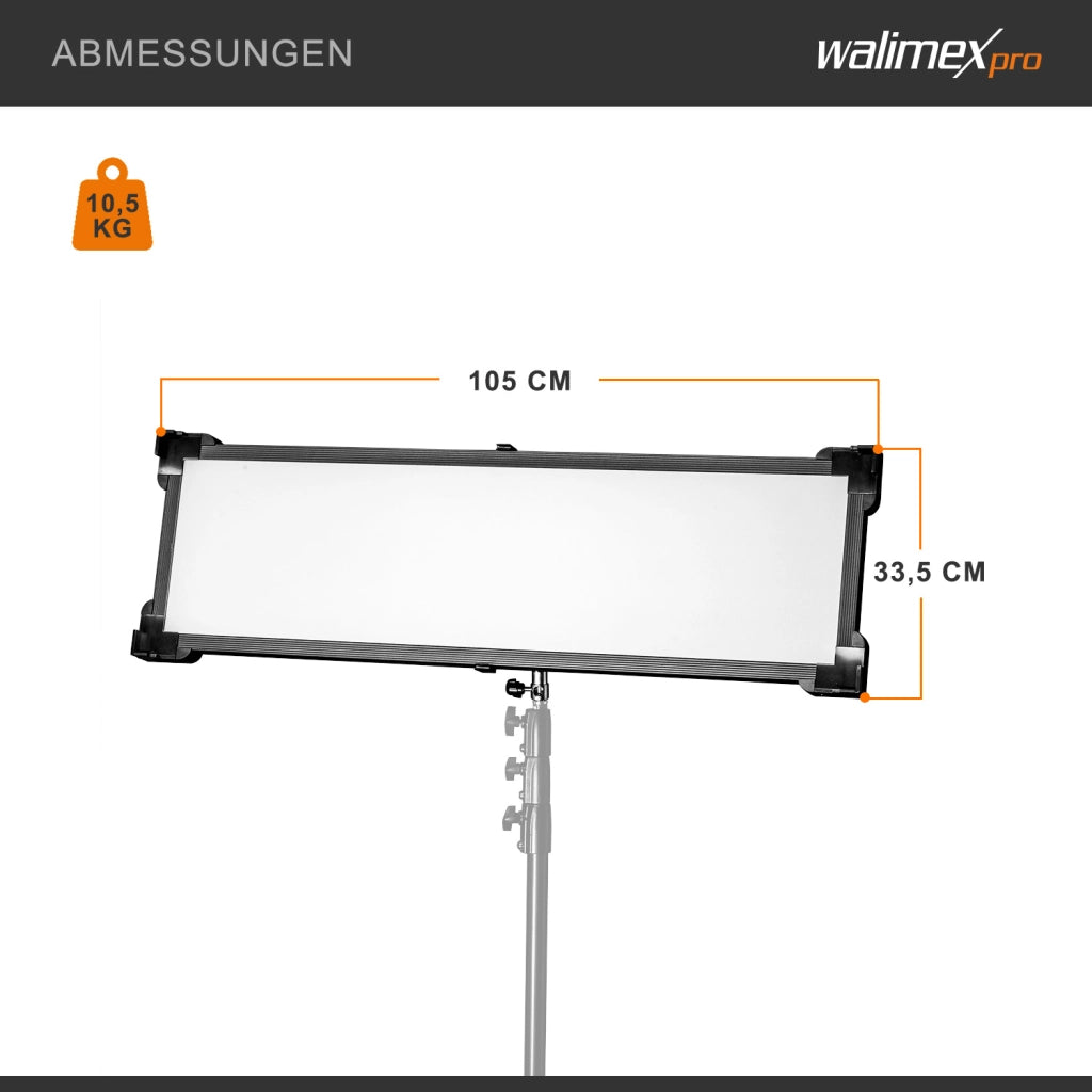 Walimex Pro Soft LED Brightlight 2400 Bi-Color Flat - Luce d'area Soft LED di alta qualità con temperatura di colore di 3200-5600K, potenza di 200W per produzioni fotografiche e video professionali