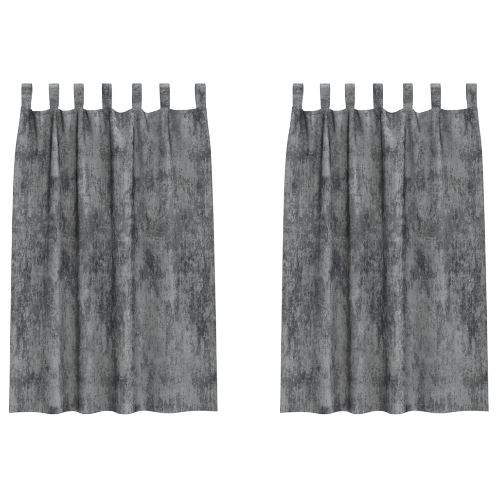 Tende in Velluto 2 pz con occhielli Grigie 175x140 cm