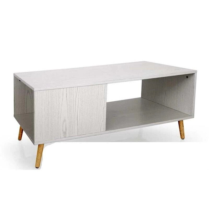 TAVOLINO MINIMAL A 2 RIPIANI 100X50X45CM IN LEGNO BIANCO