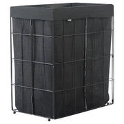 Cesto portabiancheria con struttura in metallo nero e rivestimento in tessuto pieghevole realizzato a mano per il bagno 100 l