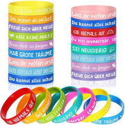 Bracciali motivazionali da 24 pezzi - Bracciali in silicone - Messaggi ispiratori - Per bambini/studenti - Regali per compleanni - 18 cm, forza e coraggio