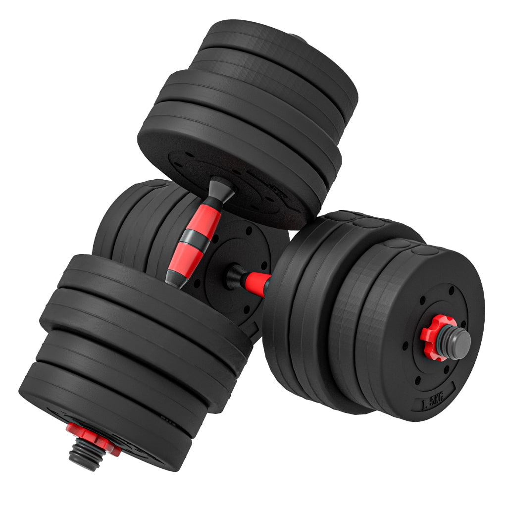 Set 2 Manubri Antiscivolo con 16 Dischi Pesi da 30 kg  totali e Connettore in Acciaio HDPE e Sabbia Nero