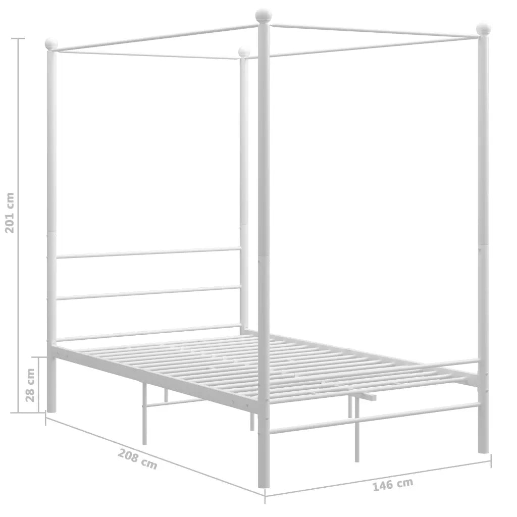 Letto a Baldacchino Bianco in Metallo 140x200 cm 325061