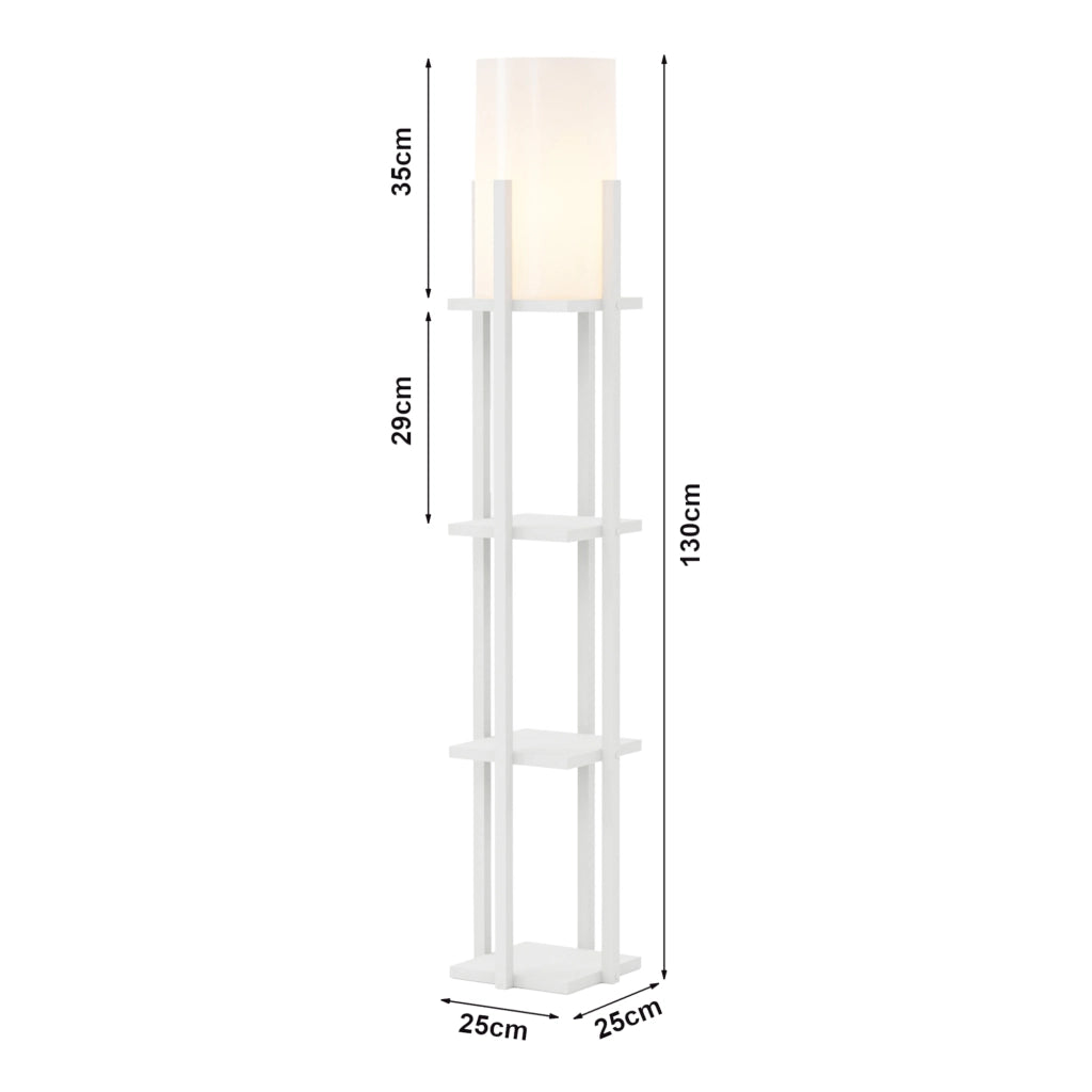 Lampada a Mobiletto Stourbridge Paralume Cilindrico Scaffale Bianco - lux.pro