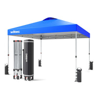Gazebo pieghevole pop-up blu, 3 x 3 m con ruote Tenda per fiere eventi mercati
