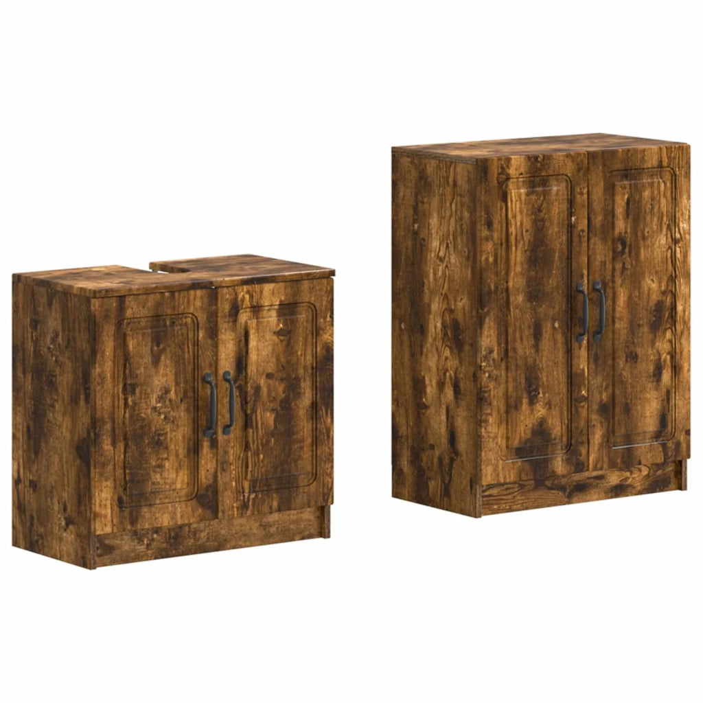 Set di Armadi da Bagno da 2 Pezzi UTRECHT Rovere Fumo 3417653