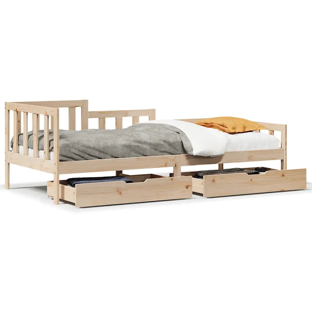 Dormeuse con Cassetti 90x190 cm in Legno Massello Pino 3302102