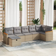 Set Divani da Giardino 7 pz con Cuscini Beige in Polyrattan 3325930