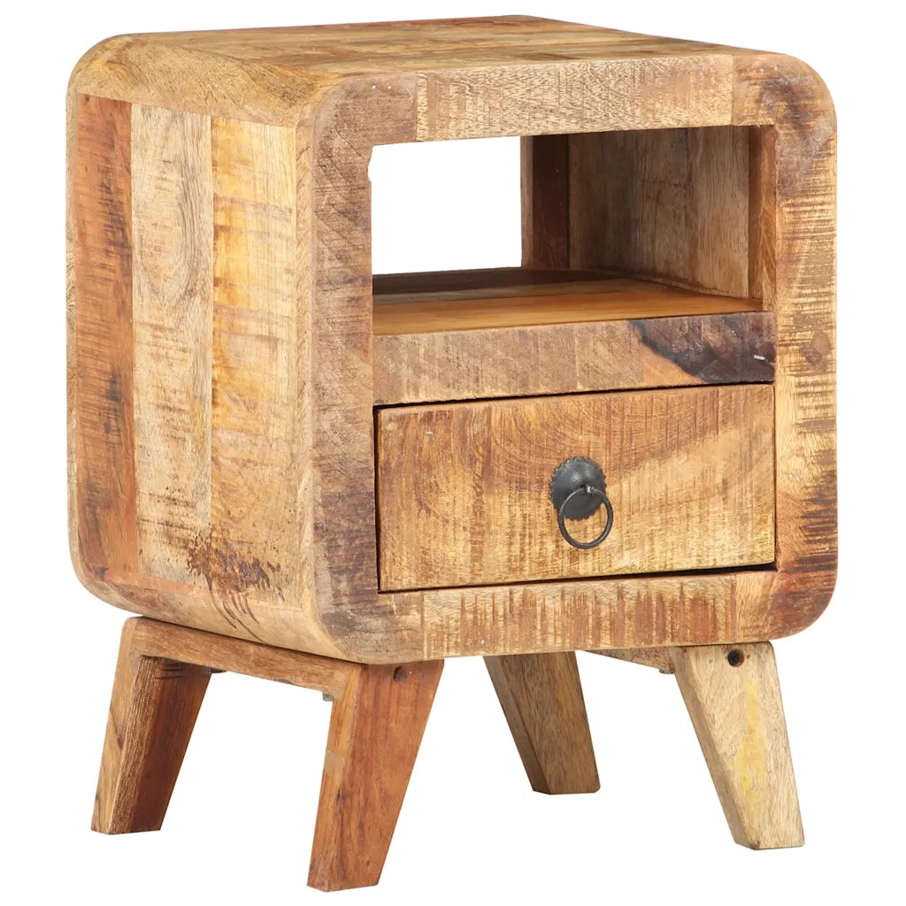 Comodino-Tavolino da notte 30x30x41 cm in Legno di Mango Grezzo
