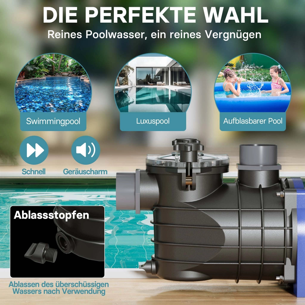 Pompa piscina per ricircolo e filtraggio 13200 l/h 370 W Pompa di circolazione