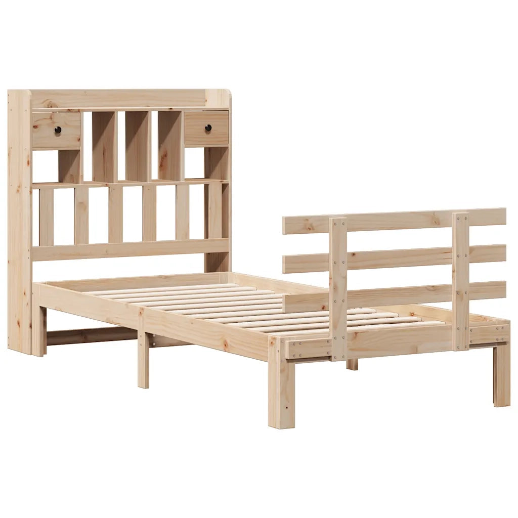 Giroletto con Libreria senza Materasso 75x190 cm in Legno Pino 3322780
