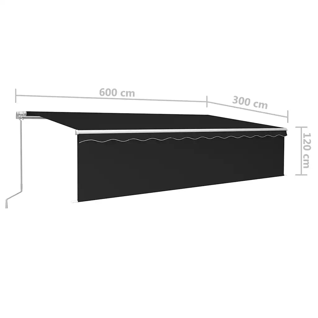 Tenda Retrattile Manuale con Parasole e LED 6x3m Antracite cod mxl 43798
