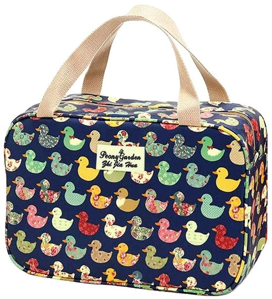 Borsa cosmetica per donna, grande borsa portatile per cosmetici, borsa da viaggio, borsa per trucco, borsa cosmetica impermeabile (disegno uccello)