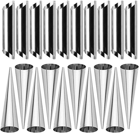 Mold per Cannoli in Acciaio Inox - 20 pezzi - Forme per Biscotti - Cornicione per Crema - Forma Tubolare - Duraturo - Superficie Antigraffio - Forma per Biscotti