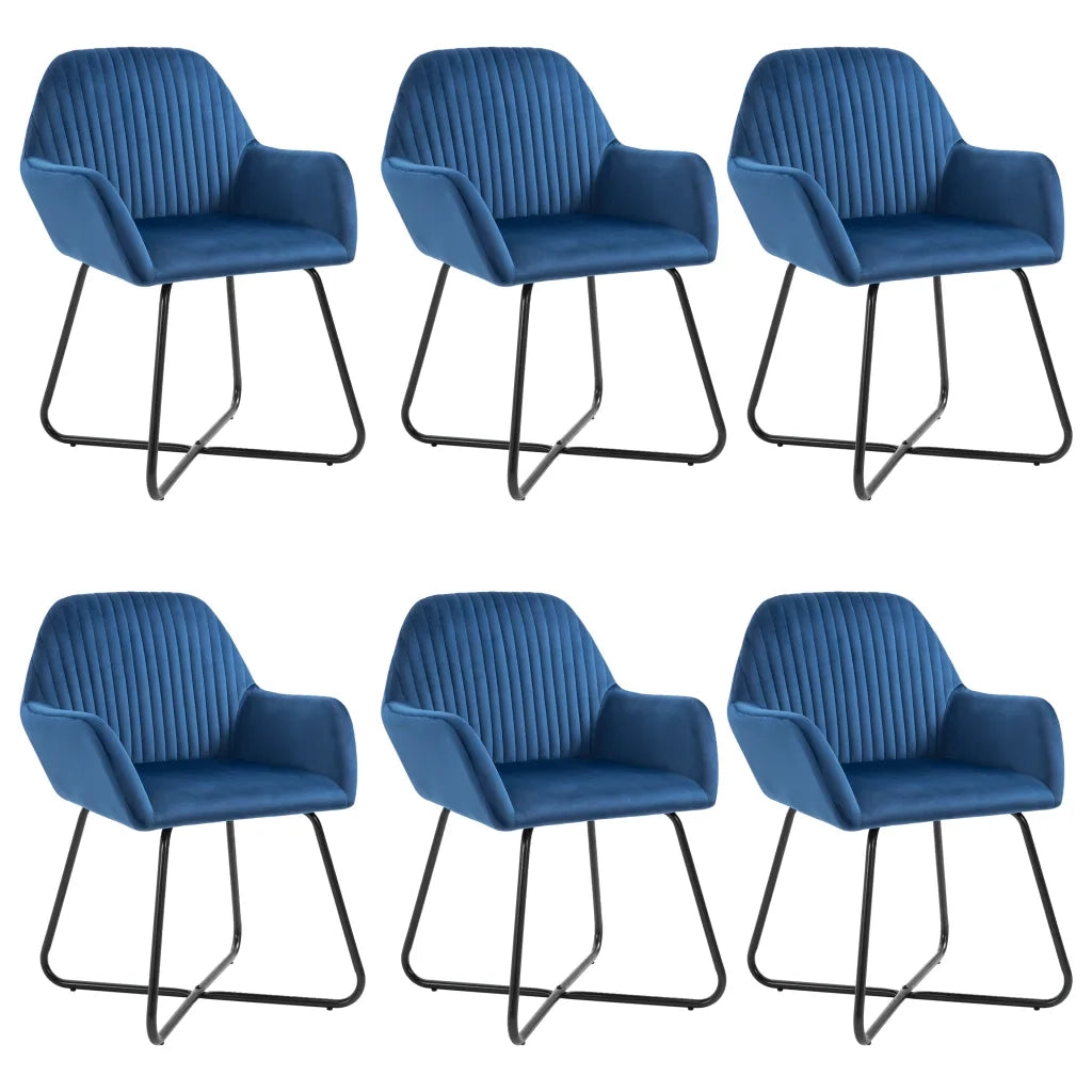 Sedie da Pranzo 6 pz Blu in Velluto cod mxl 18784