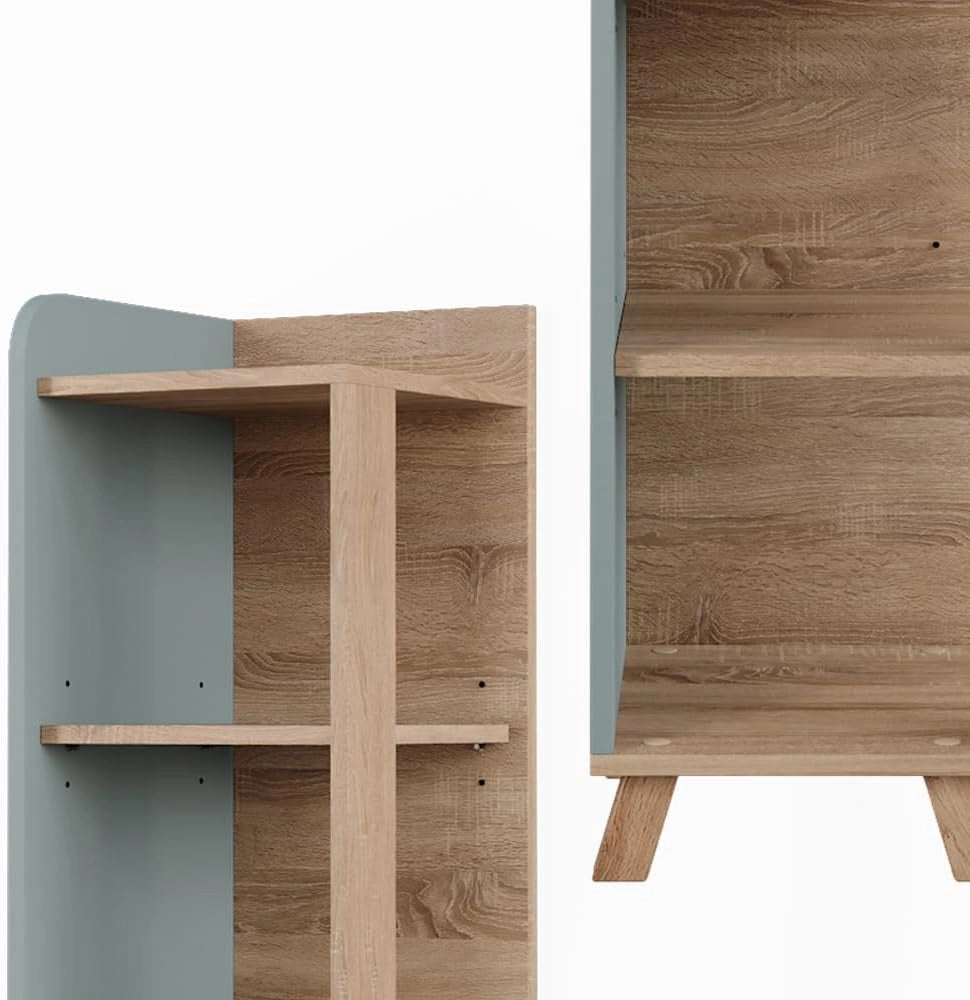 Mensola da bagno Karen, Sonoma/blu, 30 x 128 cm con 4 scomparti, per la conservazione di accessori da bagno e combinabile