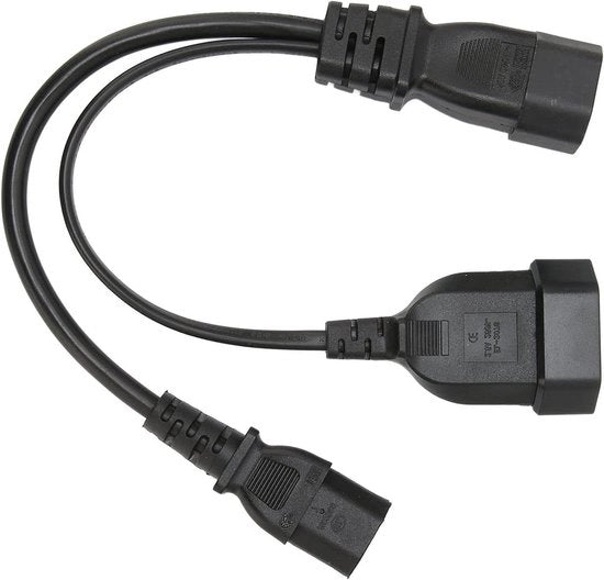 Divisorio di cavo elettrico - IEC320 C14 a C13 e 10A 250V - 30 cm nero PVC - adatto per computer