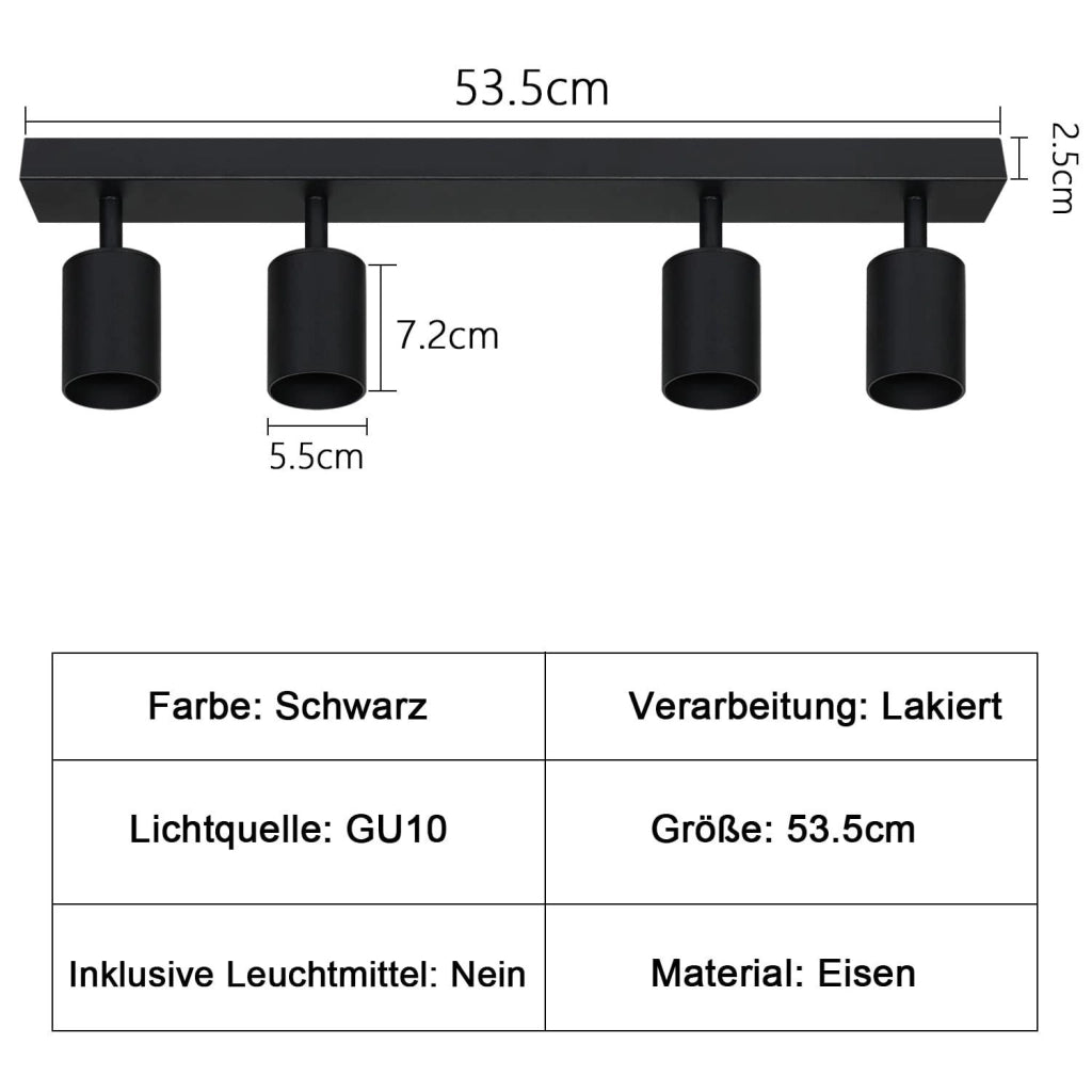 ZMH Faretto da soffitto 4 luci GU10 design industriale moderno orientabili per soggiorno corridoio