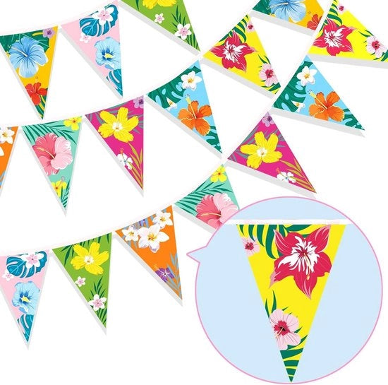 Linea di bandiera per festa hawaiana Luau decorazione tropicale per esterno e interno 120 cm banner triangolare per piscina e cocktail party