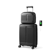 Set di 2 bagagli a mano 50 x 22,5 x 54,5 cm con porta USB e moderno e pratico lucchetto TSA in PP nero 20_0011831