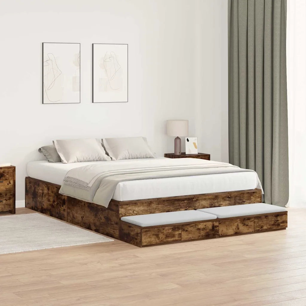 Struttura letto con contenitore con cassetto Rovere fumé 150 cm 3335649