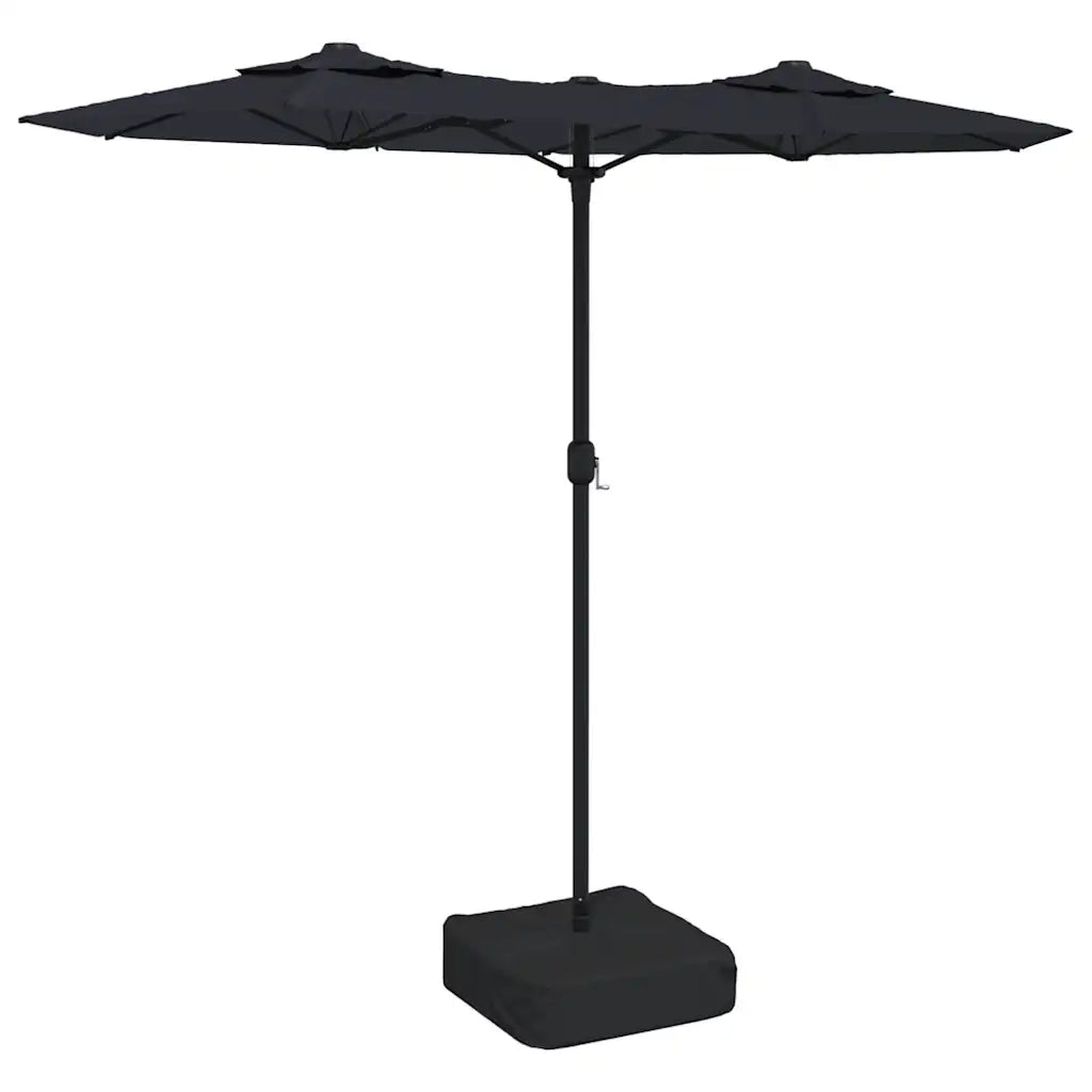 Ombrellone a Doppia Testa-Ombrello da giardino Nero 316x145 cm