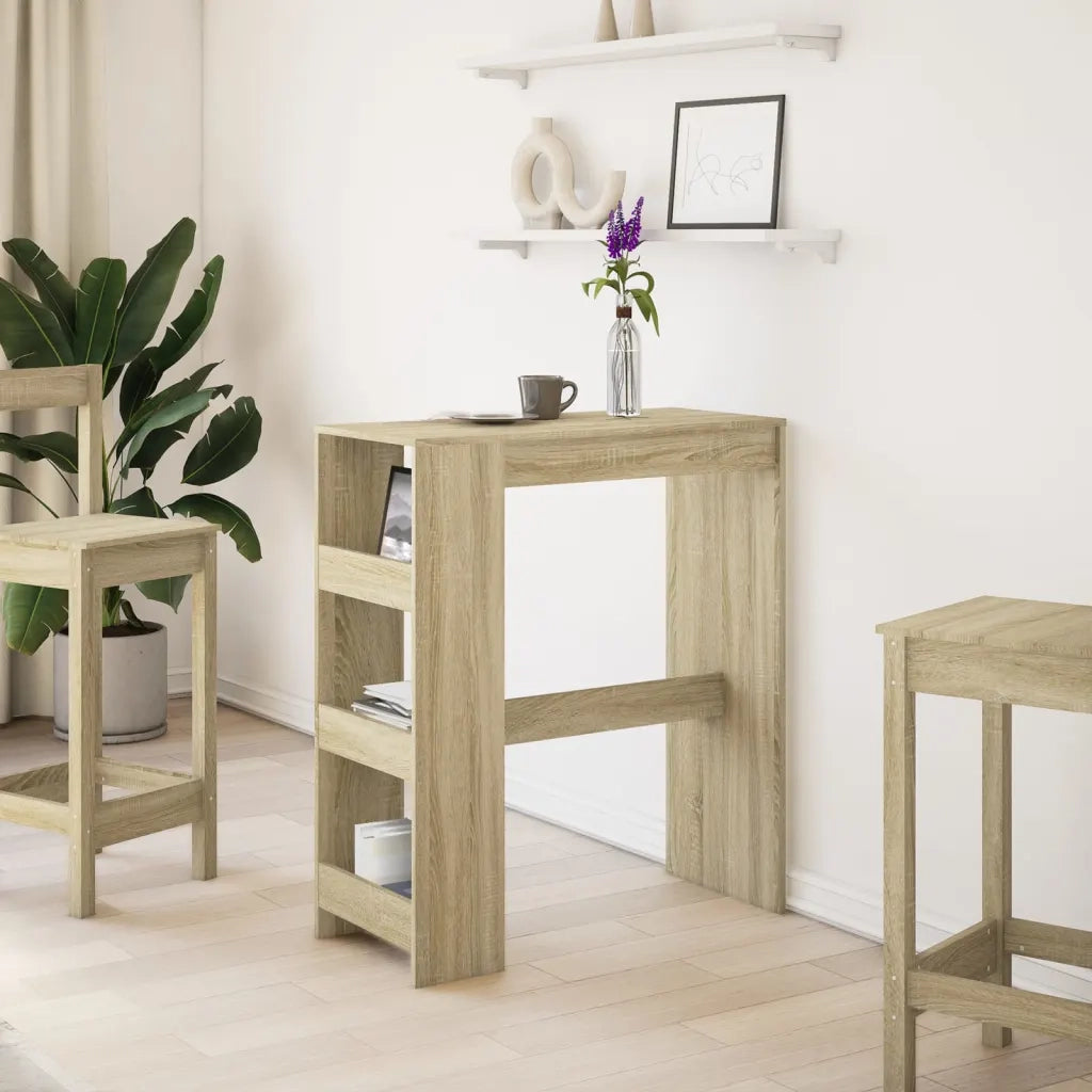 Tavolo Bar con Rastrelliera Sonoma 90x40x103,5 cm Multistrato 854375