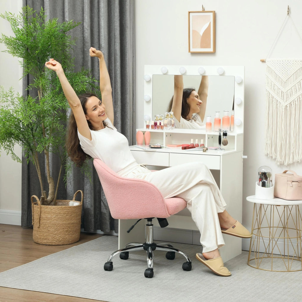 Sedia da ufficio ergonomica con basculante ¨C zephmum ¨C velluto rosa 56x61x86 cm