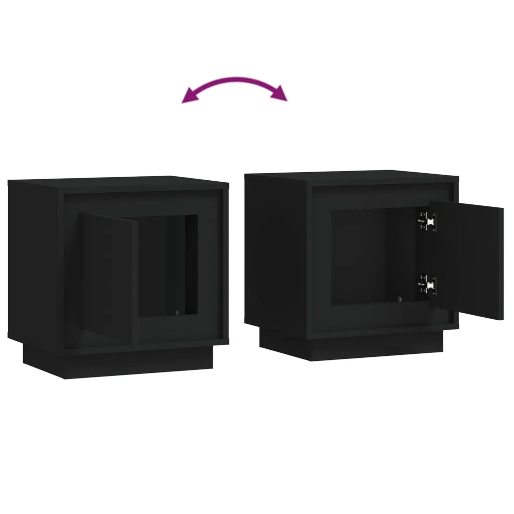 Comodini 2 pz Neri 44x35x45 cm in Legno Multistrato 819839