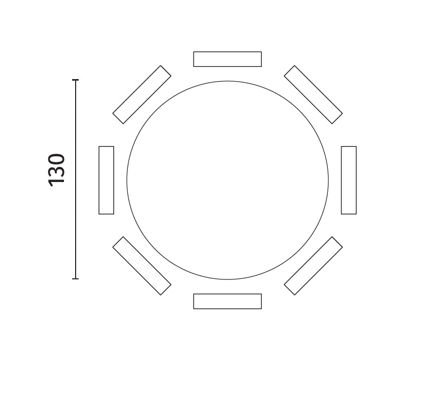 Tavolo Fisso Henry Rotondo 130 cm, Top in Impiallacciato Rovere Termocotto e Gambe in Metallo Nero, Stile Raffinato - Henry