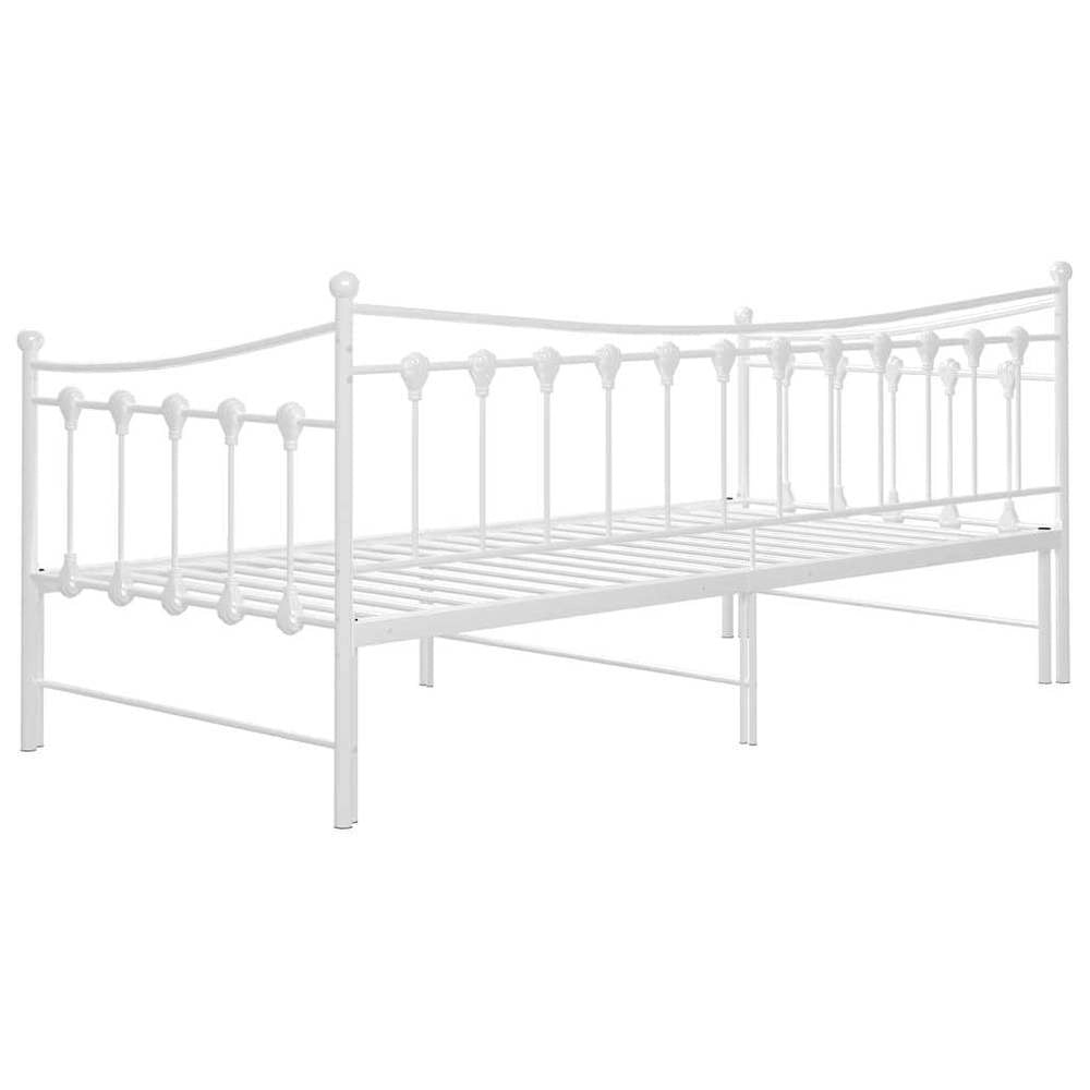 Pull-out Sofa Bed Frame White Metal 90x200 Cm