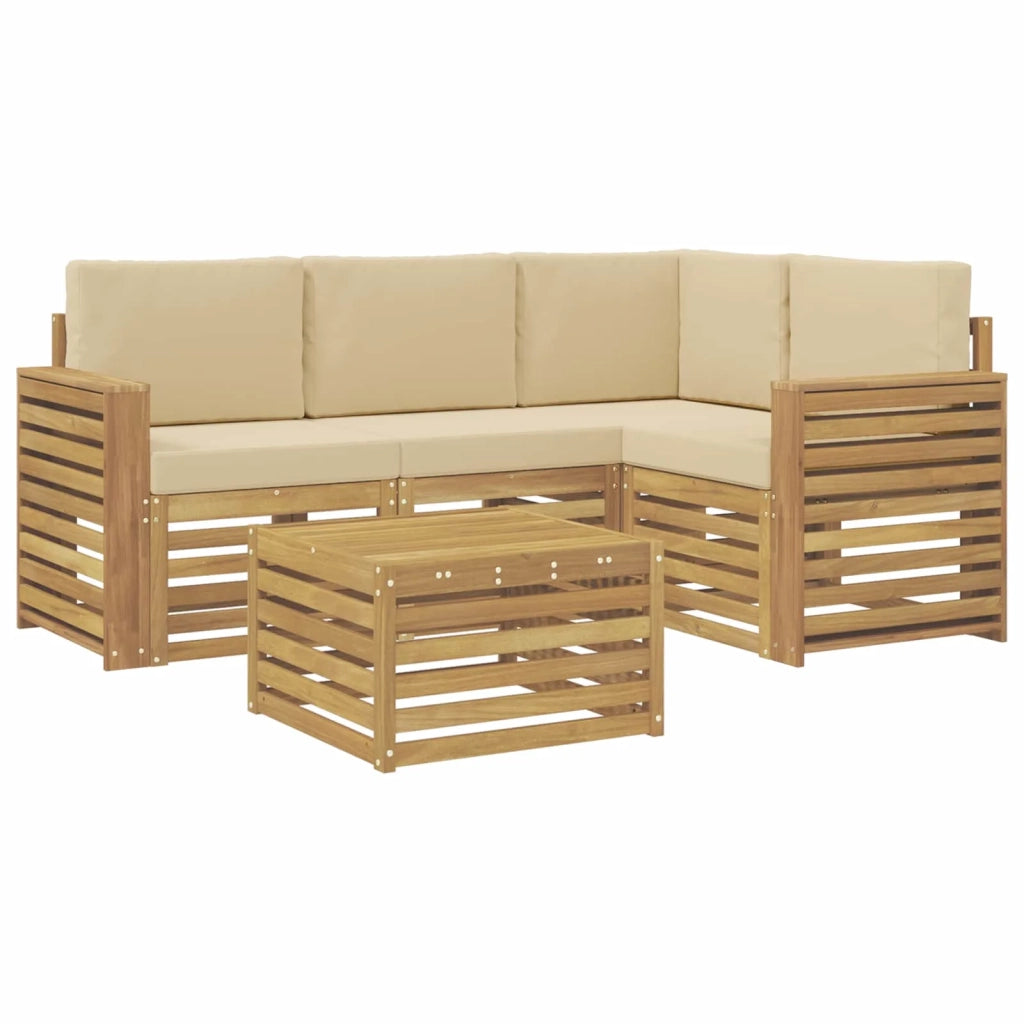 Set di divani da esterno 5 pcs Bianco e Beige 59 x 59 x 37 cm 3391803