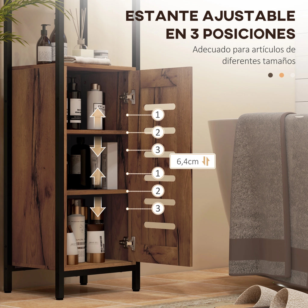 Colonna Bagno Stretto con Ante a Lame ¨C Zephmum ¨C Marrone R¨²stico 37x30x167 cm