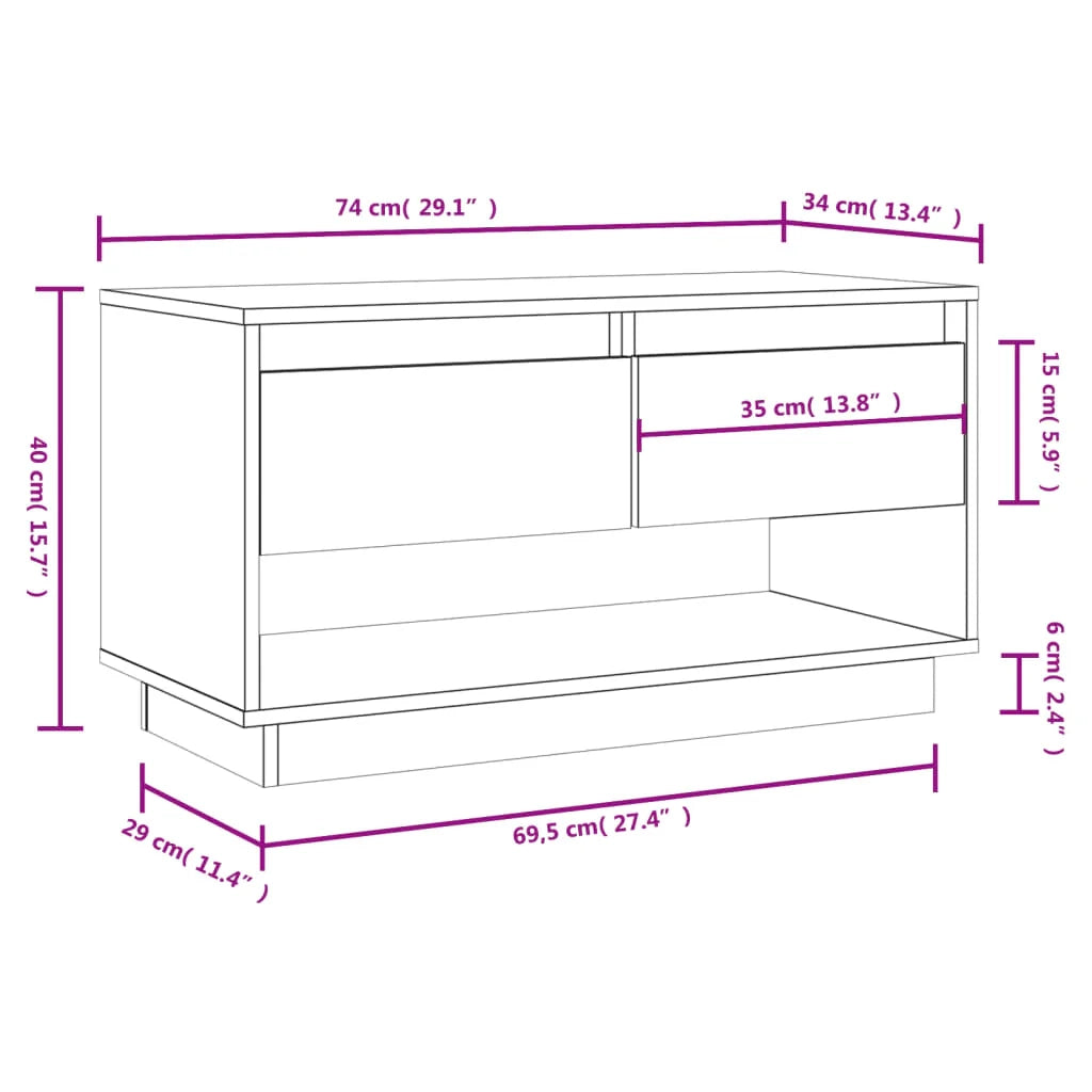 Mobile TV multimediale scaffale TV credenza TV sala da pranzo soggiorno camera da letto color miele 74 x 34 x 40 cm legno di pino massiccio marrone 02_0027716
