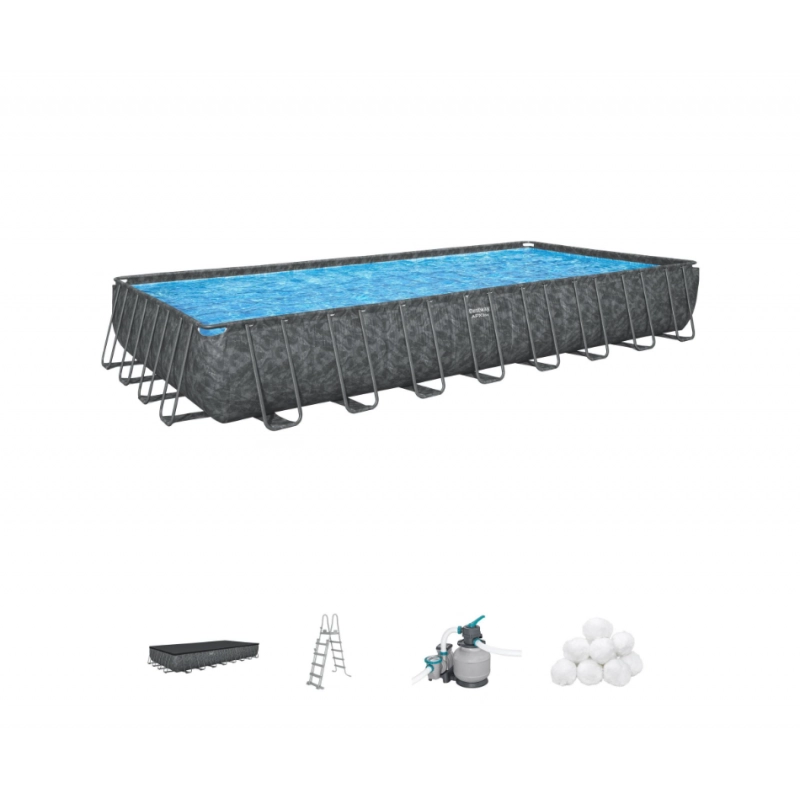 Piscina fuori terra rettangolare con filtro a sabbia Polysphere e scaletta, 956x488x132 cm telo copertura incluso - Bestway