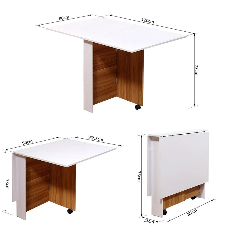 TAVOLO DA PRANZO PIEGHEVOLE 120 X 80 X 73 CM BIANCO E LEGNO NATIRALE