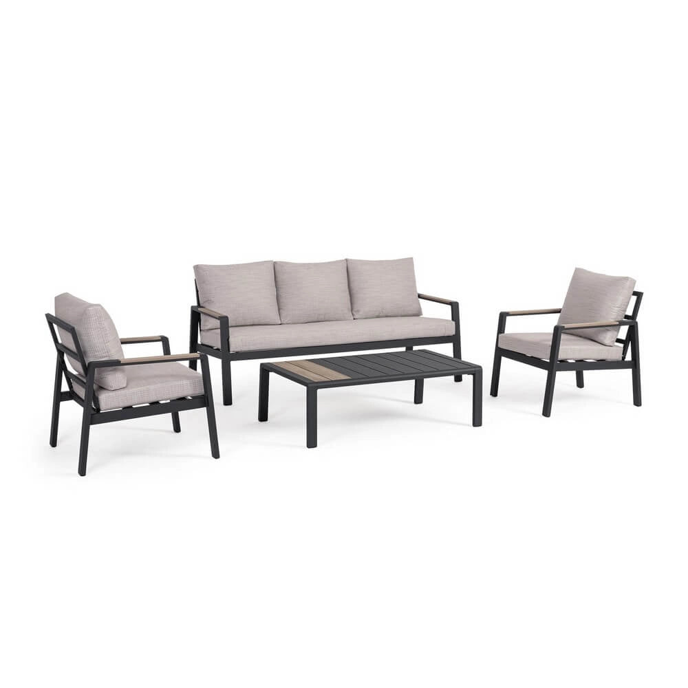 Set da 4 pezzi salotto da esterno in alluminio con cuscini - NOLIRA