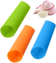 3 Strumenti di Pelatura di Aglio in Silicone - Rotolatore di Aglio - Strumenti di Cucina Facili e Pratici (Blu - Verde - Arancione)