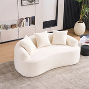 Divano 2 posti ¨C Minimal ¨C Offwhite velluto imbottito con 3 cuscini compatti