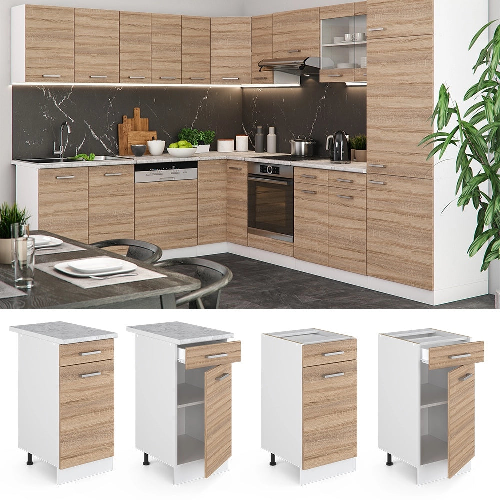 Mobiletto base per cucina R-Line Sonoma/Bianco 40 cm, PL Rovere Vicco