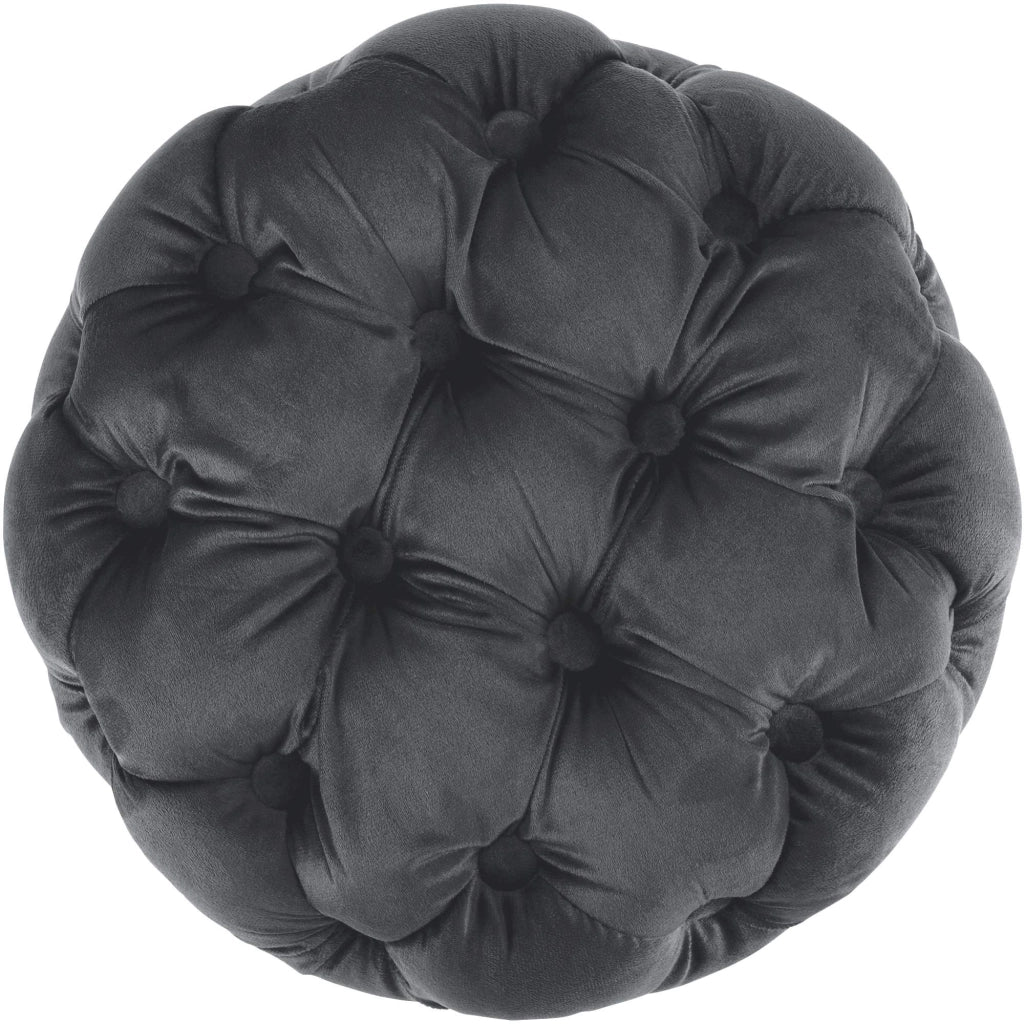Pouf Drancy in velluto trapuntato grigio scuro,M