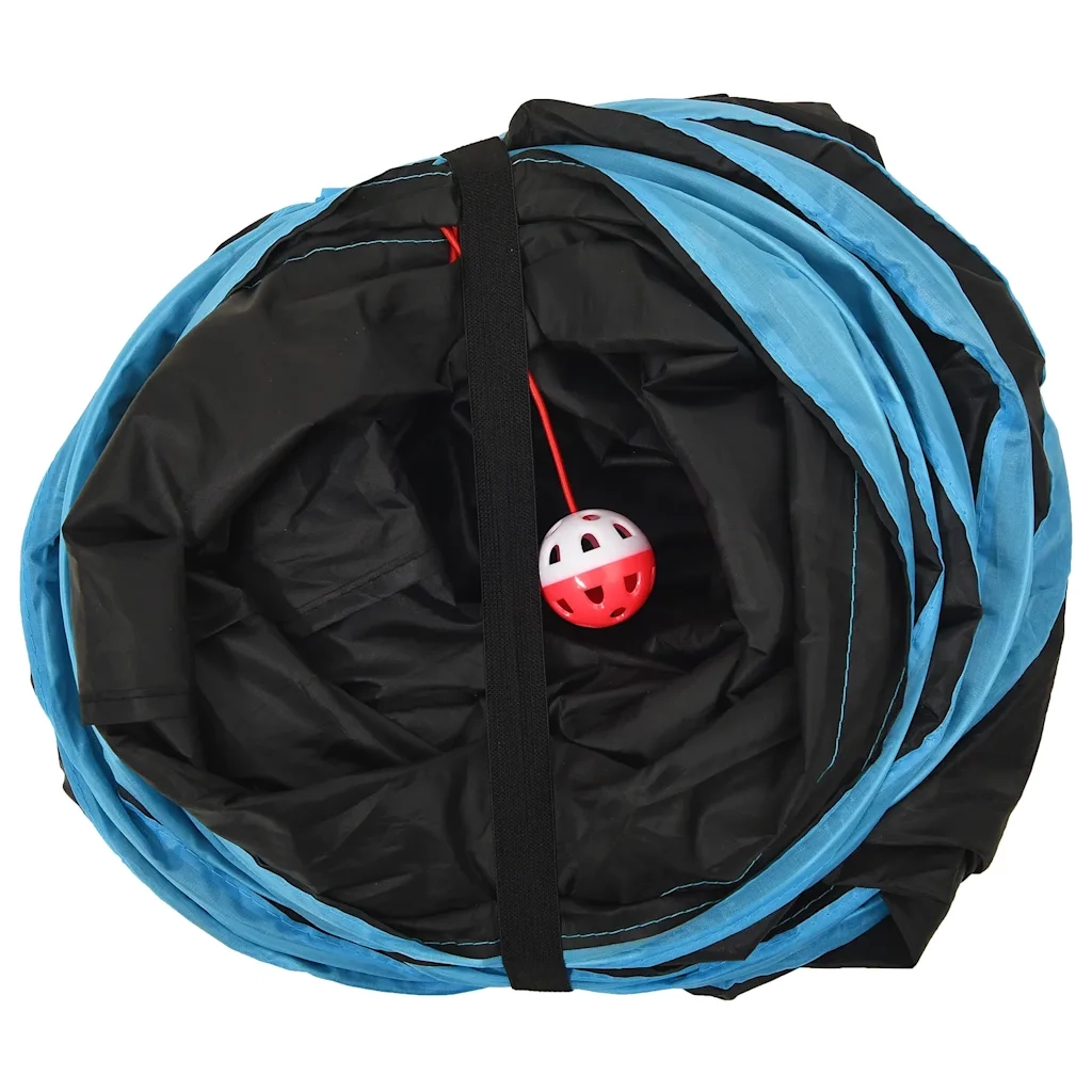 Tunnel per Gatti a S Nero e Blu 122 cm Poliestere 172185