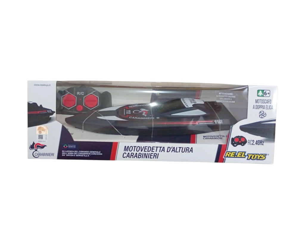 Barca Radiocomandata Carabinieri 2.4 GHz, Reel Toys, Eta 6+