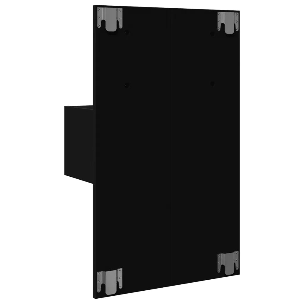 Comodino | Armadio da Notte | Mobiletto da notte a Parete con Luci LED Nero