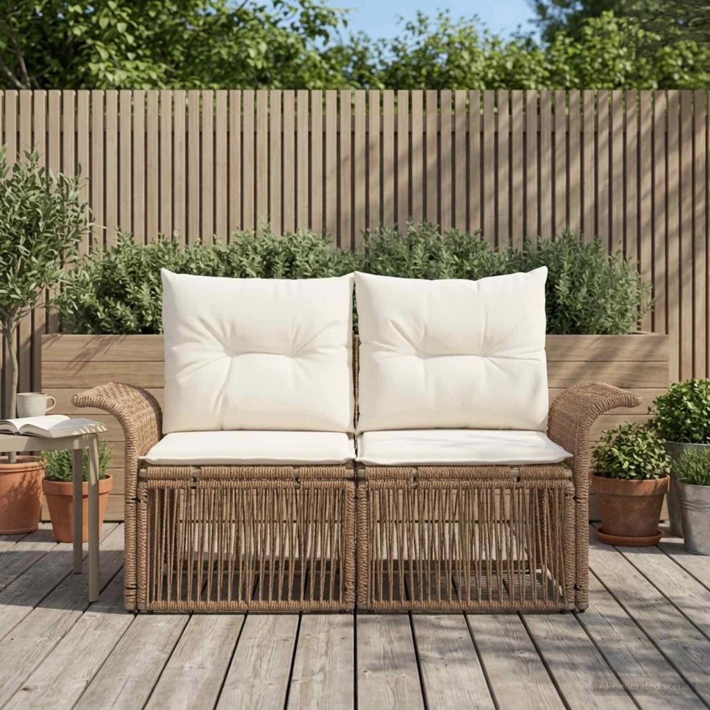 Divano da giardino 2-Numero di posti Beige polyrattan 42026694