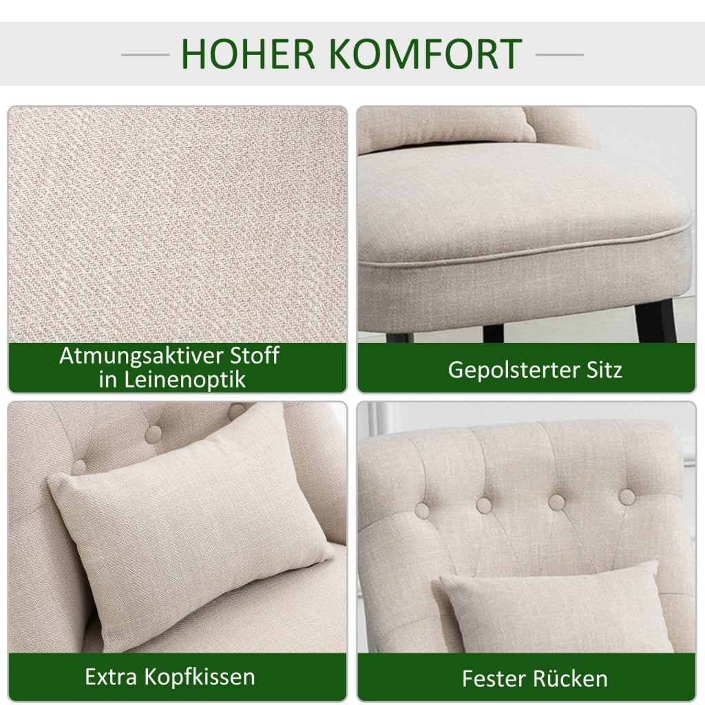 Poltrona imbottita con cuscino schienale per relax e lettura ¨C zephmum ¨C 52.5x69x77 cm crema