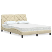 Letto con Materasso Crema 120x200 cm in Tessuto 3310732