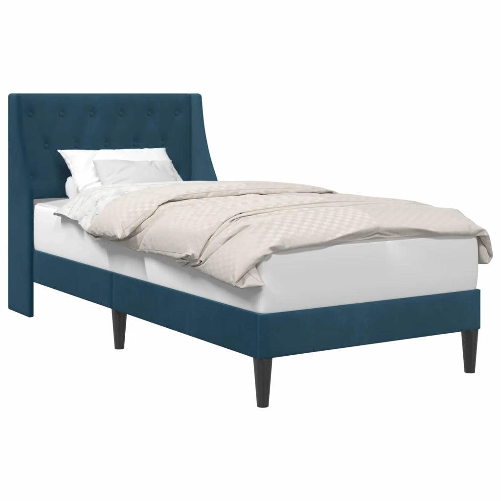Struttura del letto con testiera Blu 100 x 200 cm Velluto