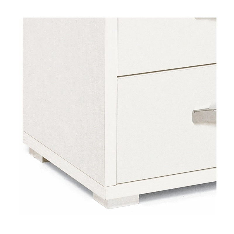 Comodino con 2 cassetti bianco frassinato in legno nobilitato 36x52xH 43